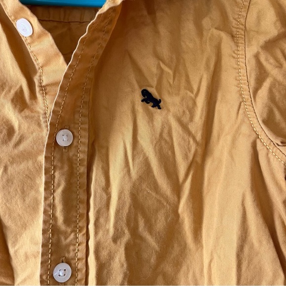 🌼 5/$25 H&M L.O.G.G. Mustard Yellow Boys Button Down Shirt Long Sleeve Size 5-6Y - Picture 2 of 11